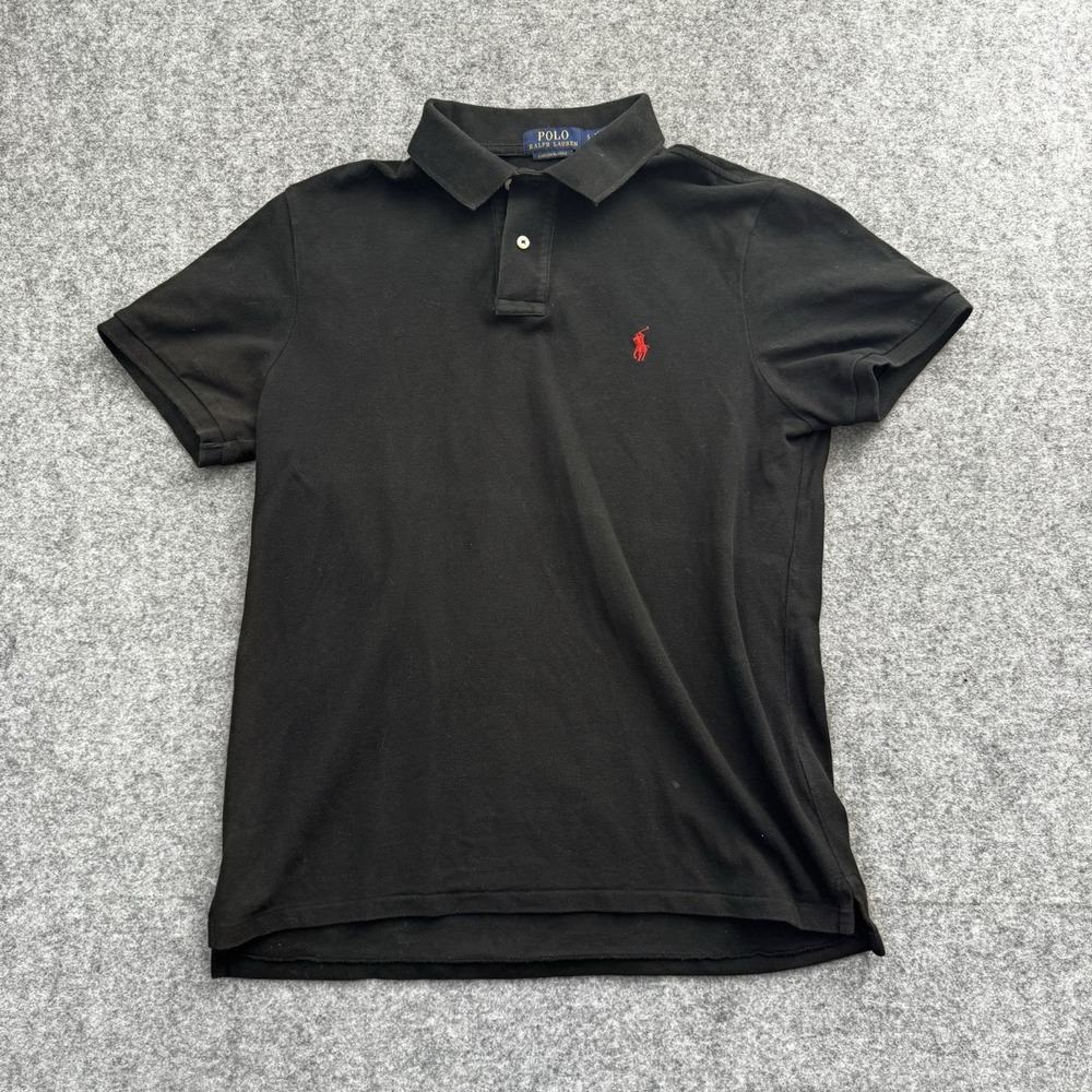 Polo Ralph Lauren Polo Mens Size L Black Custom Slim Fit Cotton Pique Pony Logo